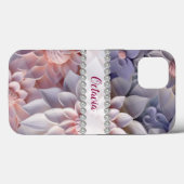 Coques Case-Mate iPhone Fleurs 3D roses et violettes douces, cadre diamant (Verso (horizontal))