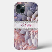 Coques Case-Mate iPhone Fleurs 3D roses et violettes douces, cadre diamant (Verso)