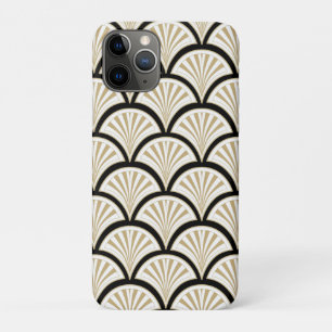 Case-Mate iPhone Case Fleurs abstraites beiges et noires Art déco