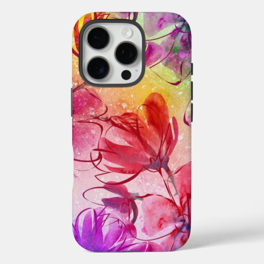 Coques Case-Mate iPhone Fleurs Abstraites et aquarelle chaude (Verso)