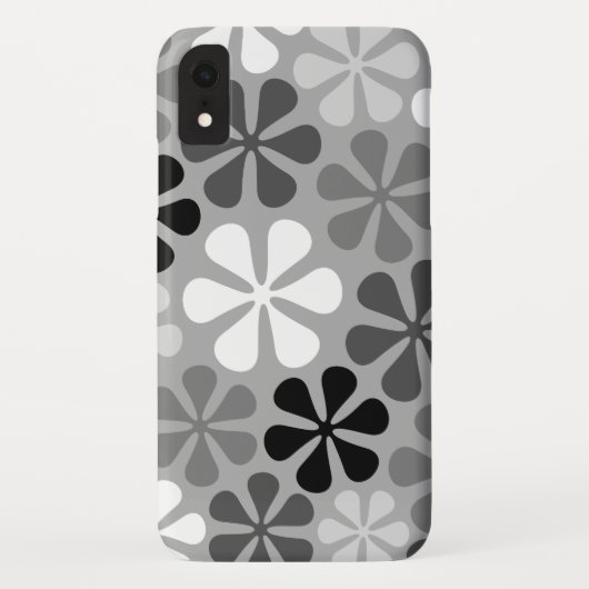 Coques Case-Mate iPhone Fleurs Abstraites Gris noir blanc (Dos)