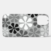 Coques Case-Mate iPhone Fleurs Abstraites Gris noir blanc (Verso (horizontal))