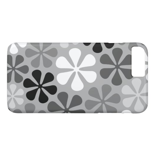 Coques Case-Mate iPhone Fleurs Abstraites Gris noir blanc (Dos (Horizontal))
