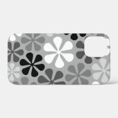 Coques Case-Mate iPhone Fleurs Abstraites Gris noir blanc (Verso (horizontal))