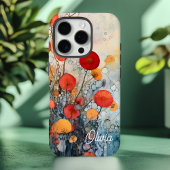 Coques Case-Mate iPhone Fleurs Abstraites modernes Nom personnalisé