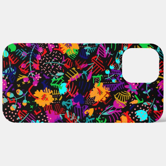 Coques Case-Mate iPhone Fleurs abstraites noires mignonnes (Retour (horizontal))