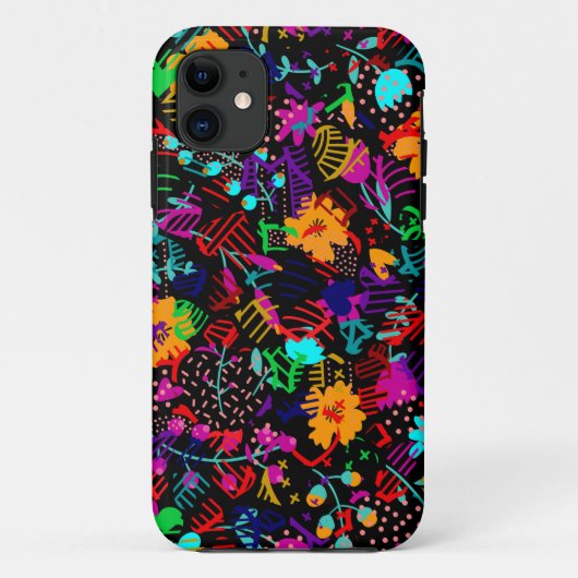 Coques Case-Mate iPhone Fleurs abstraites noires mignonnes (Dos)