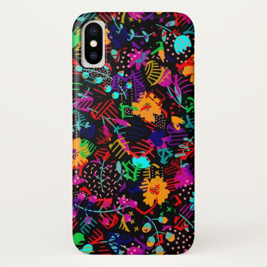 Coques Case-Mate iPhone Fleurs abstraites noires mignonnes (Dos)