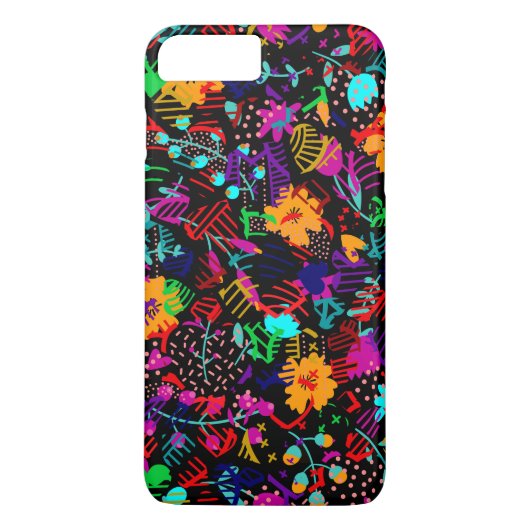 Coques Case-Mate iPhone Fleurs abstraites noires mignonnes (Dos)