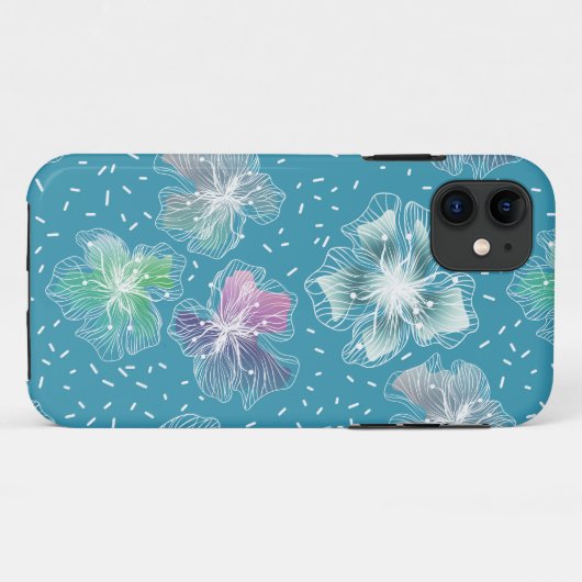 Coques Case-Mate iPhone Fleurs Abstraites sur de beaux tons bleu clair (Dos (Horizontal))