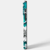Coques Case-Mate iPhone Fleurs Abstraites turquoises et argentées (Verso / Gauche)