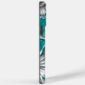 Coques Case-Mate iPhone Fleurs Abstraites turquoises et argentées (Verso / Droite)