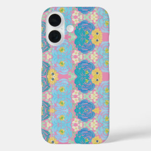 Coques iPhone 16 Fleurs aquarelles bleues et jaunes