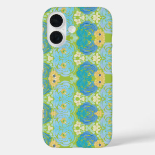 Coques iPhone 16 Fleurs aquarelles bleues et jaunes