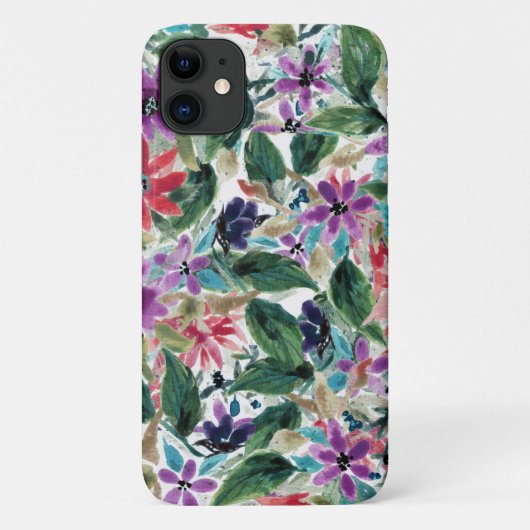 Coques Case-Mate iPhone Fleurs aquarelles | Fleurs violettes peintes à la  (Dos)