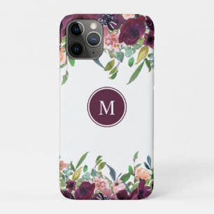 Case-Mate iPhone Case Fleurs aquarelles Monogramme   Rose Pourpre Marsal