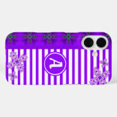 Coques Case-Mate iPhone Fleurs Art Déco dans le style rétro avec monogramm (Verso (horizontal))