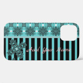 Coques Case-Mate iPhone Fleurs Artdeco en style Rétro, Ajouter votre nom (Verso (horizontal))