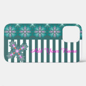 Coques Case-Mate iPhone Fleurs Artdeco en style Rétro, Ajouter votre nom (Verso (horizontal))