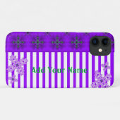 Coques Case-Mate iPhone Fleurs Artdeco en style Rétro, Ajouter votre nom (Dos (Horizontal))