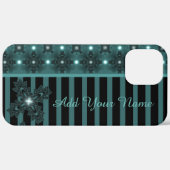 Coques Case-Mate iPhone Fleurs Artdeco en style Rétro, Ajouter votre nom (Retour (horizontal))