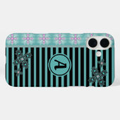 Coques Case-Mate iPhone Fleurs Artdeco en style rétro avec monogramme (Verso (horizontal))