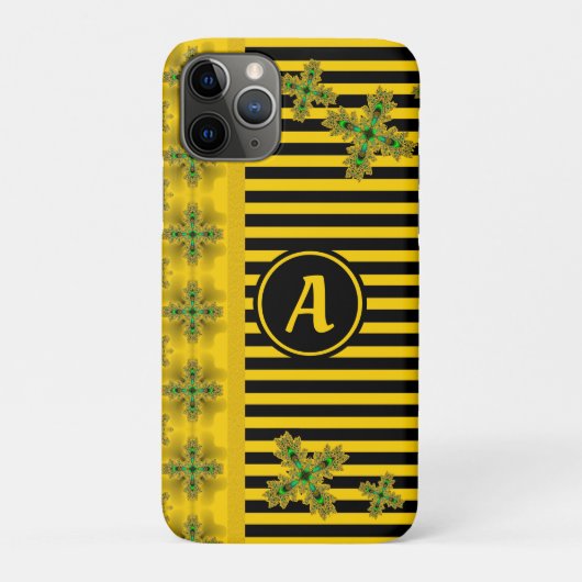 Coques Case-Mate iPhone Fleurs Artdeco en style rétro avec monogramme (Dos)