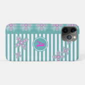 Coques Case-Mate iPhone Fleurs Artdeco en style rétro avec monogramme (Dos (Horizontal))
