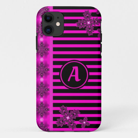 Coques Case-Mate iPhone Fleurs Artdeco en style rétro avec monogramme (Dos)