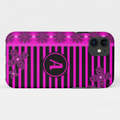 Coques Case-Mate iPhone Fleurs Artdeco en style rétro avec monogramme (Dos (Horizontal))