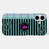 Coques Case-Mate iPhone Fleurs Artdeco en style rétro avec monogramme (Verso (horizontal))