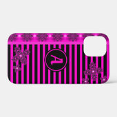 Coques Case-Mate iPhone Fleurs Artdeco en style rétro avec monogramme (Verso (horizontal))