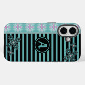 Coques Case-Mate iPhone Fleurs Artdeco en style rétro avec monogramme (Verso (horizontal))