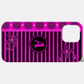 Coques Case-Mate iPhone Fleurs Artdeco en style rétro avec monogramme (Verso (horizontal))