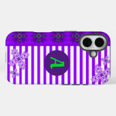 Coques Case-Mate iPhone Fleurs Artdeco en style rétro avec monogramme (Verso (horizontal))