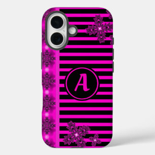 Coques iPhone 16 Fleurs Artdeco en style rétro avec monogramme
