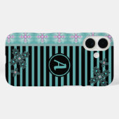 Coques Case-Mate iPhone Fleurs Artdeco en style rétro avec monogramme (Verso (horizontal))