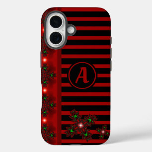 Coques iPhone 16 Fleurs Artdeco en style rétro avec monogramme