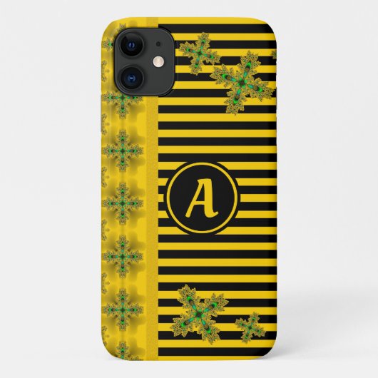 Coques Case-Mate iPhone Fleurs Artdeco en style rétro avec monogramme (Dos)