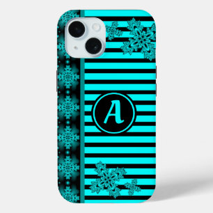 Coque Pour iPhone 15 Fleurs Artdeco en style rétro avec monogramme