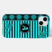 Coques Case-Mate iPhone Fleurs Artdeco en style rétro avec monogramme (Verso (horizontal))