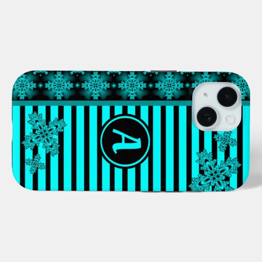 Coques Case-Mate iPhone Fleurs Artdeco en style rétro avec monogramme (Verso (horizontal))