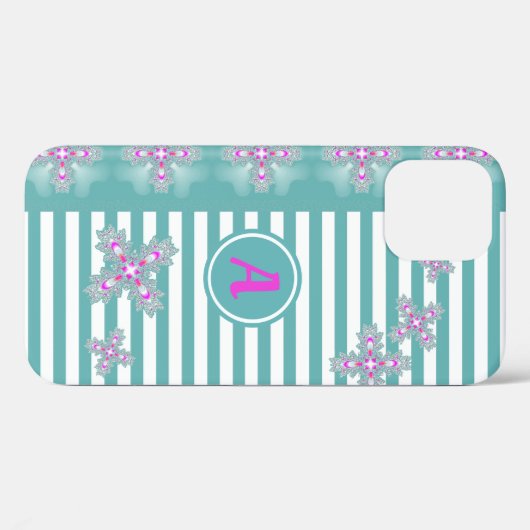 Coques Case-Mate iPhone Fleurs Artdeco en style rétro avec monogramme (Verso (horizontal))