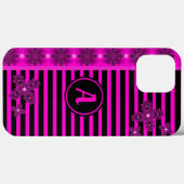 Coques Case-Mate iPhone Fleurs Artdeco en style rétro avec monogramme (Verso (horizontal))