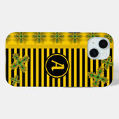 Coques Case-Mate iPhone Fleurs Artdeco en style rétro avec monogramme (Verso (horizontal))