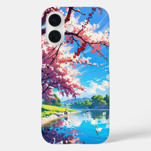 Coques iPhone 16 Fleurs au bord du lac - Dreamy Anime Spring