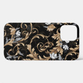 Coques Case-Mate iPhone Fleurs baroques classiques : arrière - plan noir. (Verso (horizontal))