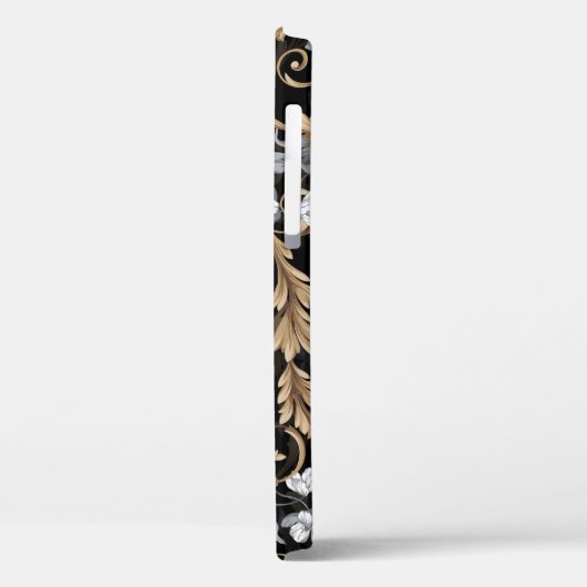 Coques Case-Mate iPhone Fleurs baroques classiques : arrière - plan noir. (Verso / Gauche)