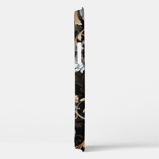 Coques Case-Mate iPhone Fleurs baroques classiques : arrière - plan noir. (Verso / Droite)