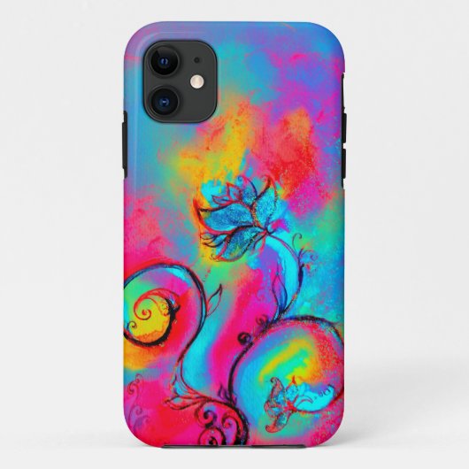 Coques Case-Mate iPhone FLEURS BLANCHES, Bleu Jaune Rose Bleu Swils (Dos)